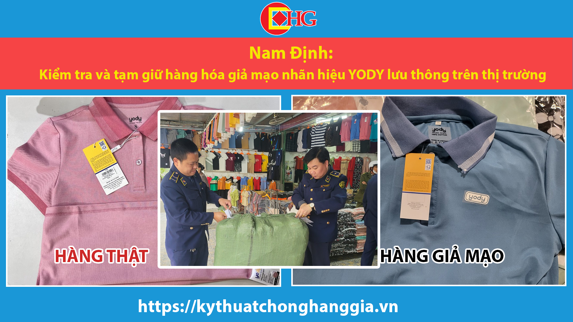 Nam Định: Kiểm tra và tạm giữ hàng hóa giả mạo nhãn hiệu YODY lưu thông trên thị trường